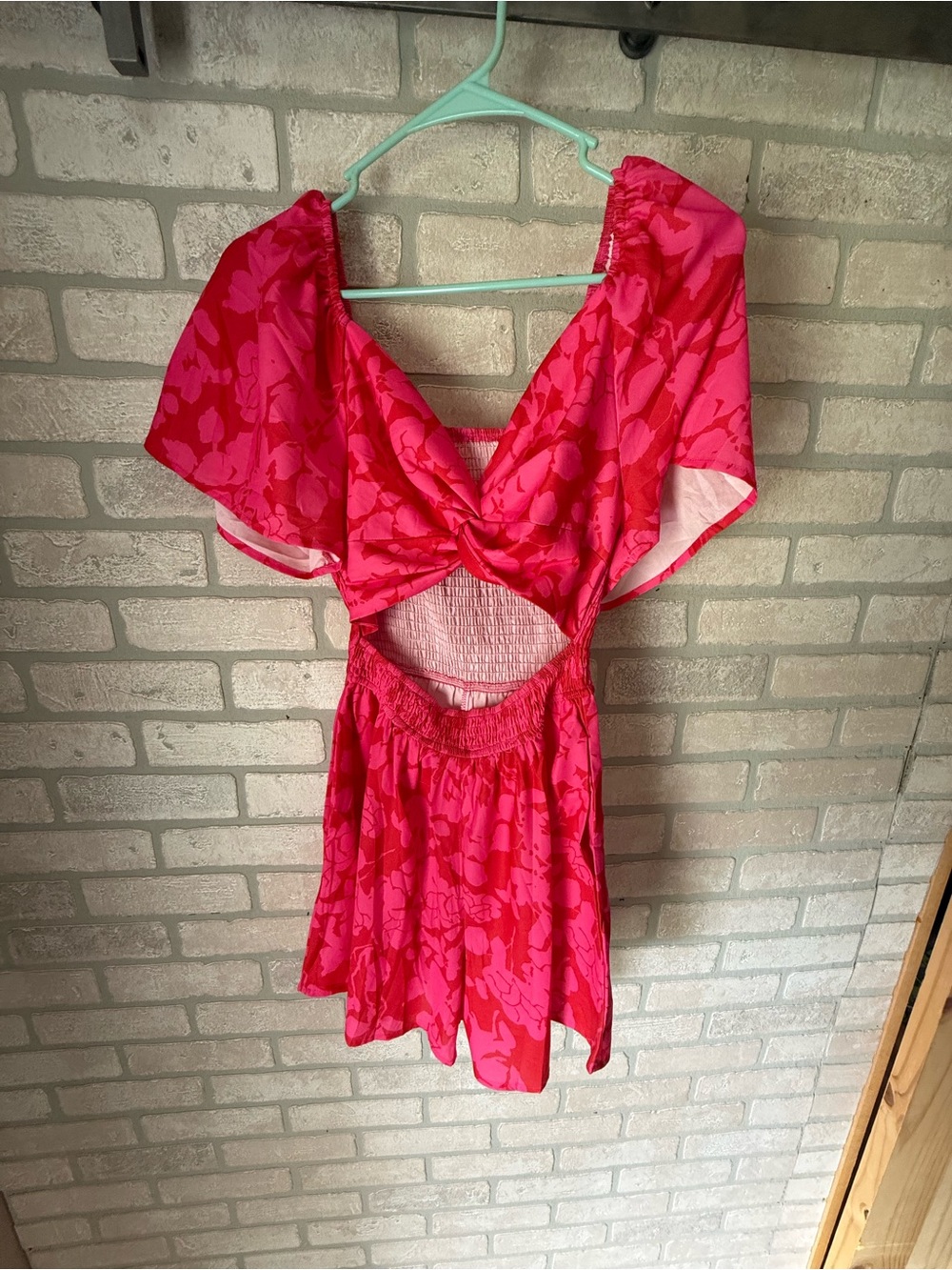 Pink Floral Cutout Women's Dress